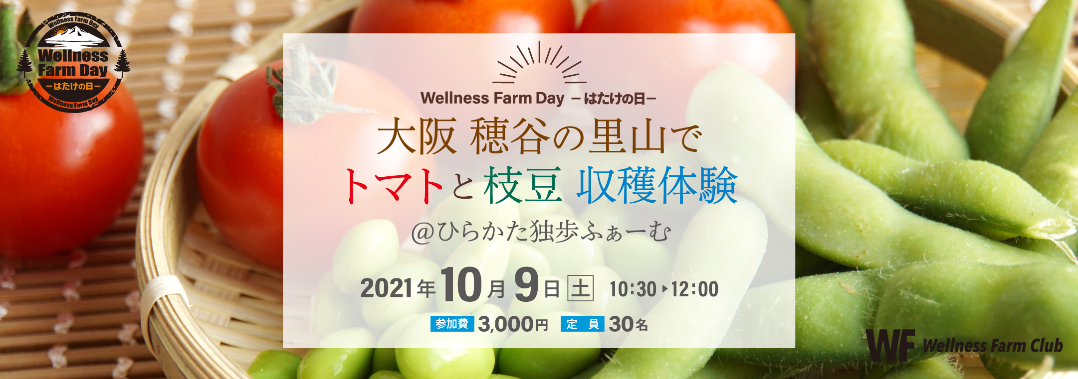 【Wellness Farm Day-はたけの日‐】大阪 穂谷の里山でトマトと枝豆 収穫体験@ひらかた独歩ふぁーむ