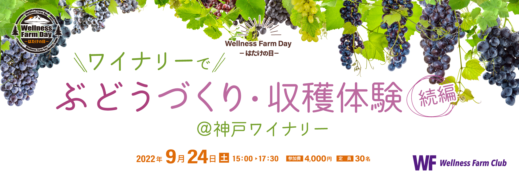 【Wellness Farm Day-はたけの日‐】ワイナリーでぶどうづくり・収穫体験 @神戸ワイナリー